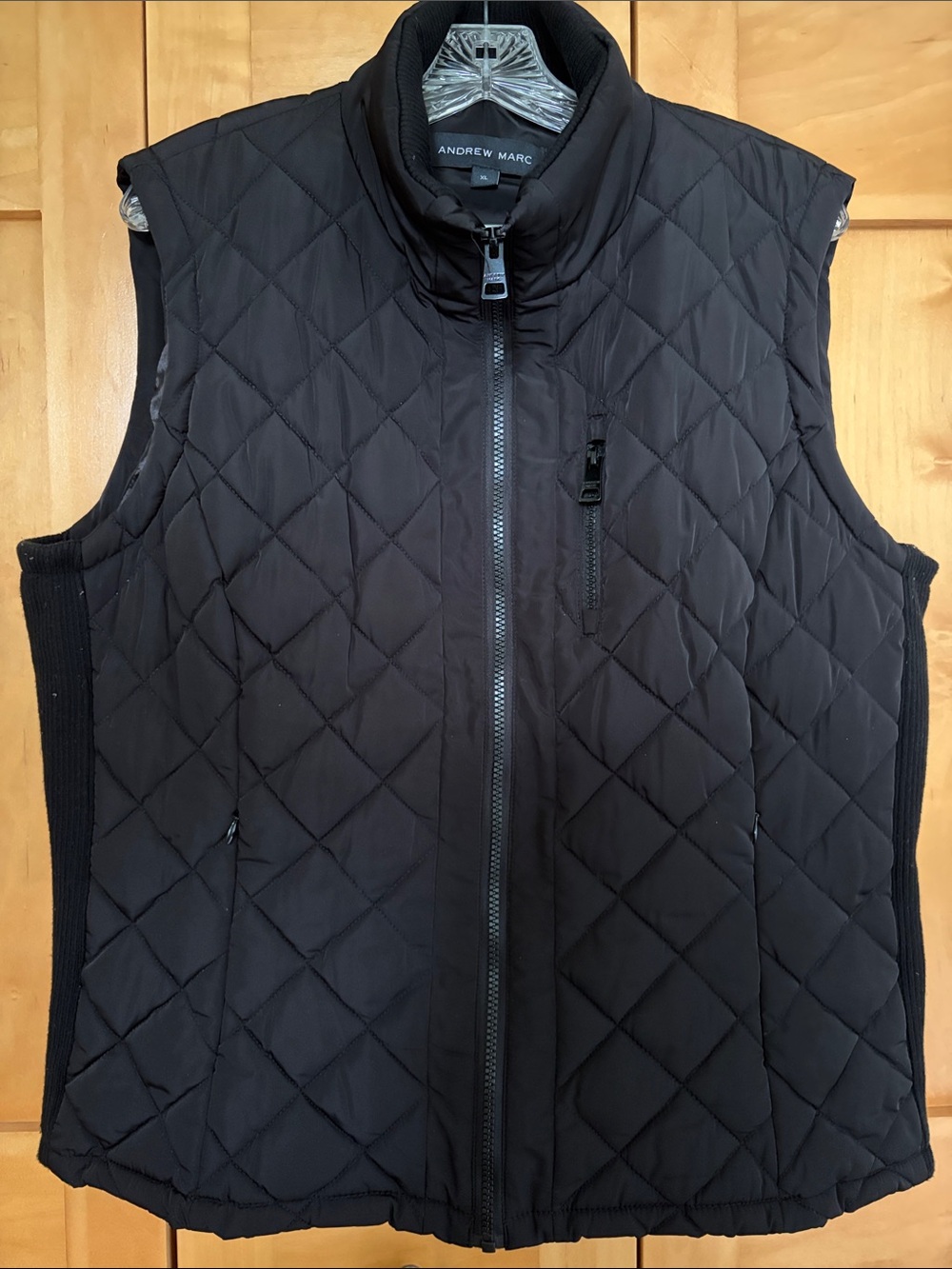 Andrew Marc Quilted Black Women’s Vest with Zip Chest Pocket